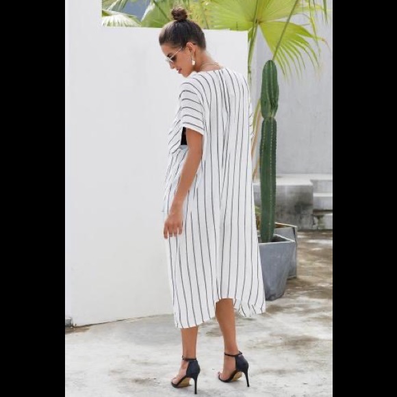 White Striped Open Kimono Multi-Season New In Package - Picture 8 of 12